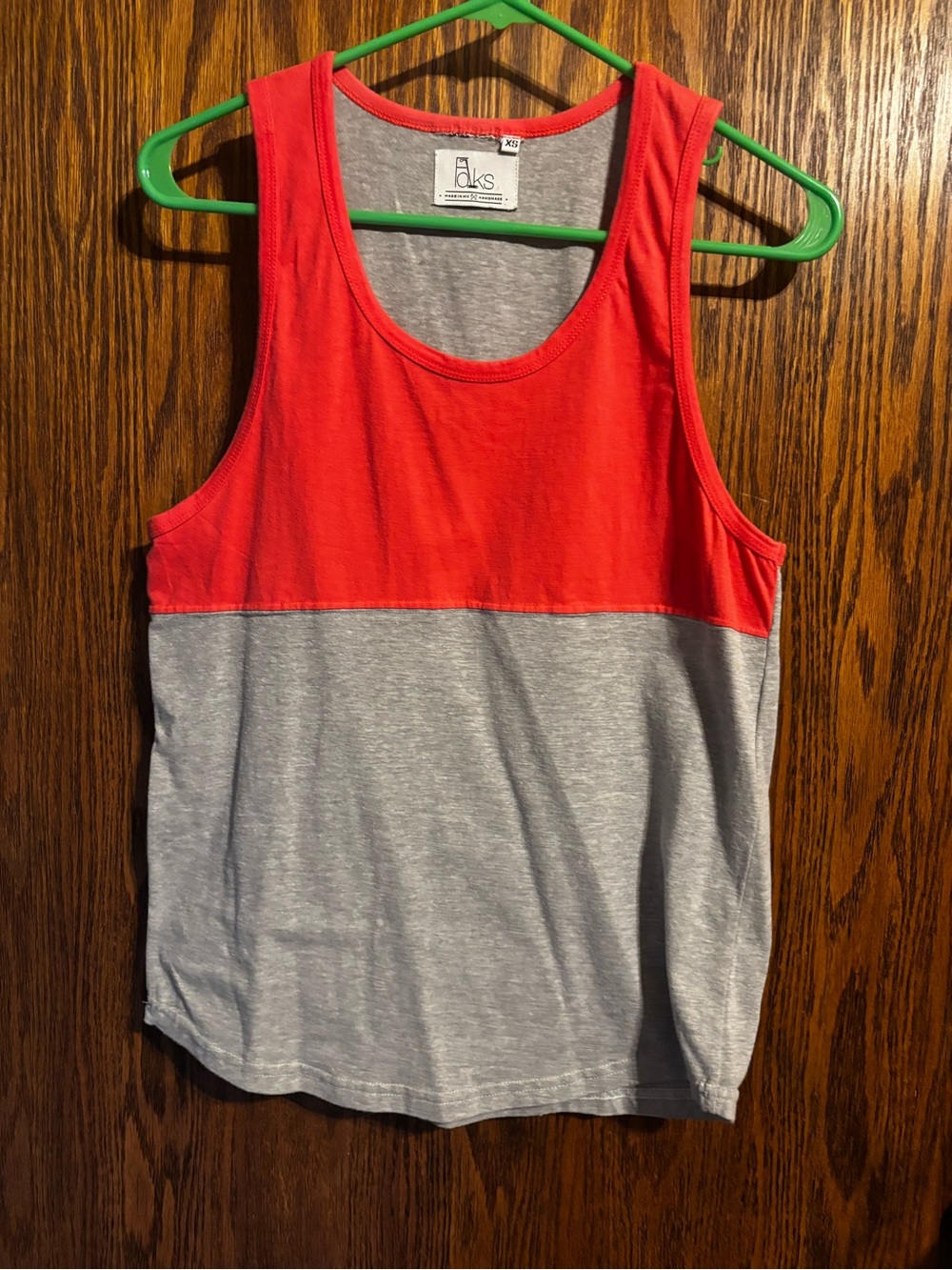 Colorblock Tank Top - Red/Pink and Light Gray
